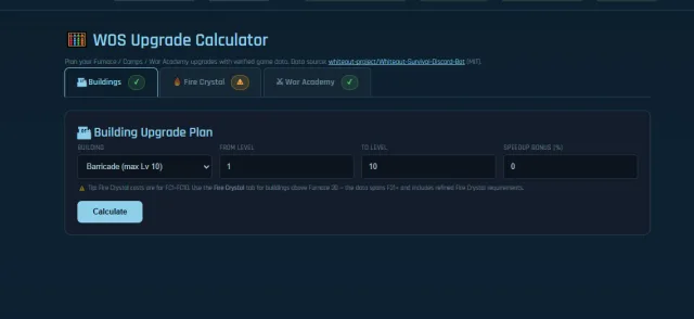 Building Upgrade Calculator — screenshot 1